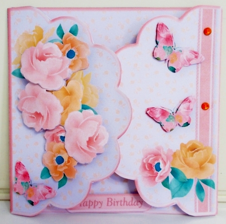 Peach and Yellow Flowers - Scallop Gatefold Card Mini Kit by Pam Stubley
