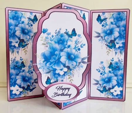 Gatefold pop-out Blue bouquet by Pam Stubley