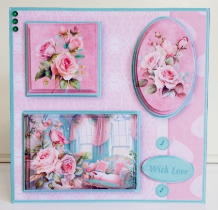 Shabby Chic Roses - Triple Pyramid Card Mini Kit by Pam Stubley