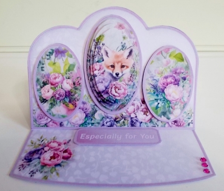 Fox in the Flowers - Triple Oval Easel Card Mini Kit by Pam Stubley