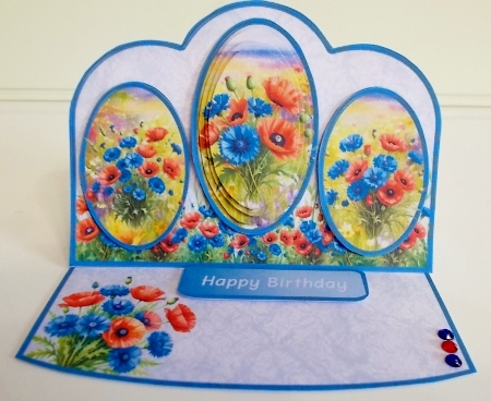 Poppies and Cornflowers - Triple Oval Easel Card Mini Kit by Pam Stubley