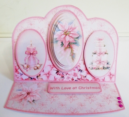 Pink Christmas - Triple Oval Easel Card Mini Kit by Pam Stubley