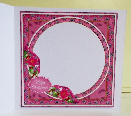 Christmas Pink Candles Happy Christmas 6inch Circle Topper Insert Panel by Pam Stubley