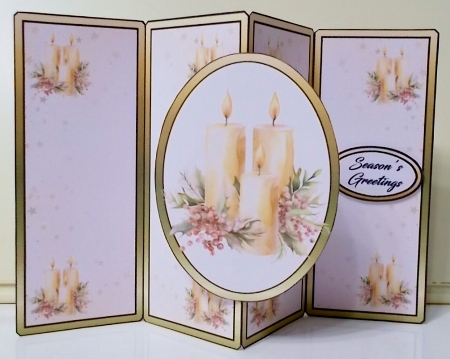 Gatefold pop-out Golden Candles by Pam Stubley