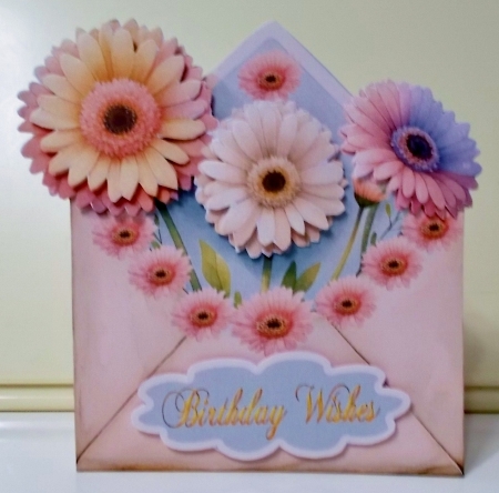 Gerbers Floral Envelope Shaped Card by Pam Stubley