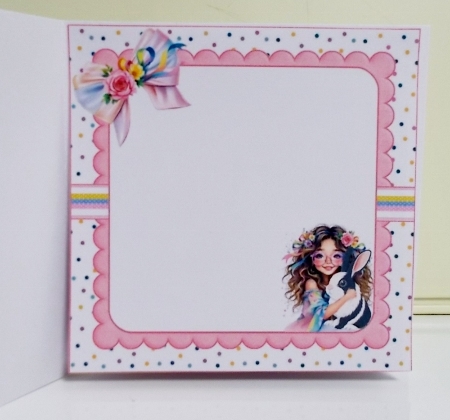 7x7 Rainbow girl birthday with her pet rabbit insert by Pam Stubley