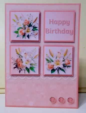 Peach and Cream Flowers - Squares Card Mini Kit by Pam Stubley