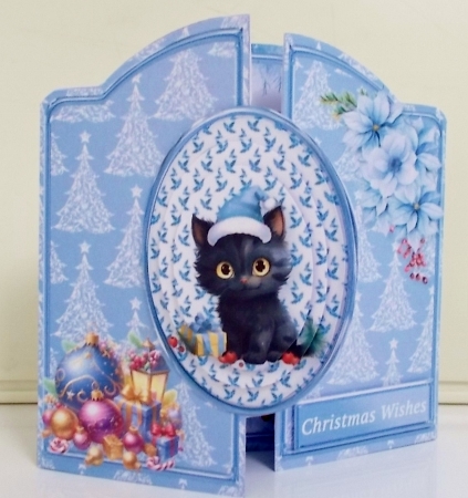 Christmas Kitten - Gatefold Card Mini Kit by Pam Stubley