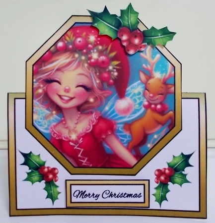 Octagon tent Christmas girl & reindeer by Pam Stubley