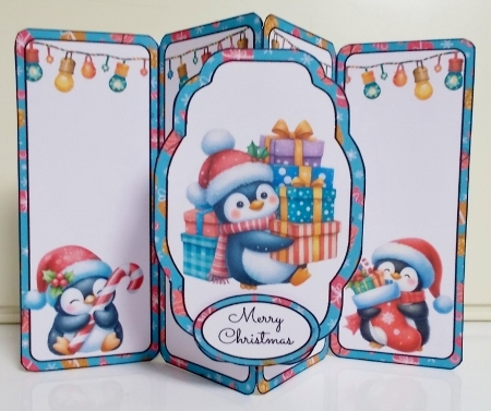 Gifting Penguins Gatefold Popout Card by Pam Stubley