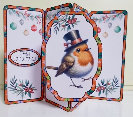 Robin In A Top Hat Gatefold Popout Card by Pam Stubley