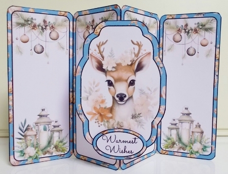 Floral Christmas Deer Gatefold Popout Card by Pam Stubley