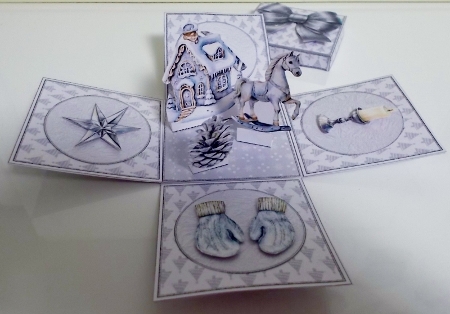 Silver Christmas Explosion Box  by Pam Stubley
