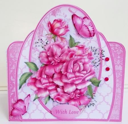 Pink Roses - Shaped Card Mini Kit by Pam Stubley