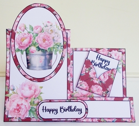 Bucket Full of Pretty Peonies Side Stepper Card by Pam Stubley