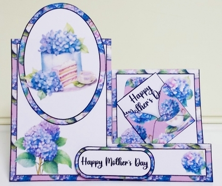 Hydrangea Tea & Cake Side Stepper Card by Pam Stubley