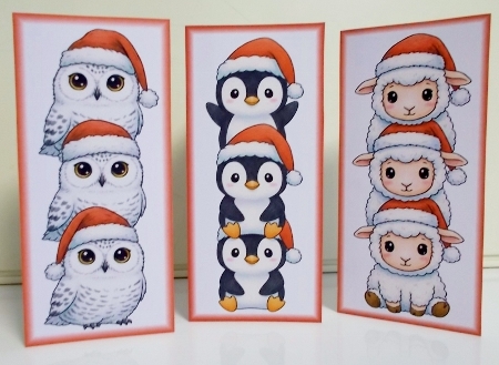 Cute Christmas Animals DL Toppers & Bookmarks x 9 by Pam Stubley