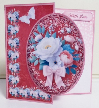 Pink and White Posy - Offset Front Card Mini Kit by Pam Stubley