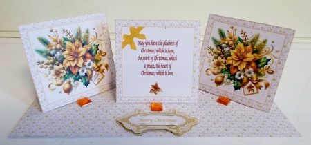Golden poinsettia twisted triple easel card. by Pam Stubley