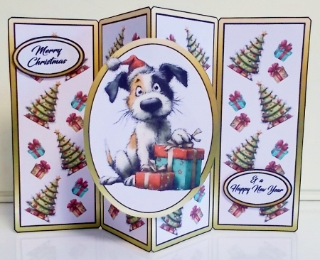 Gatefold pop-up Festive Pooch by Pam Stubley