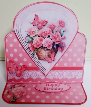 Basket of Carnations - Teardrop Pyramid Card Mini Kit by Pam Stubley