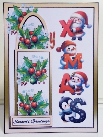 Bookmark Card Holly & baubles by Pam Stubley