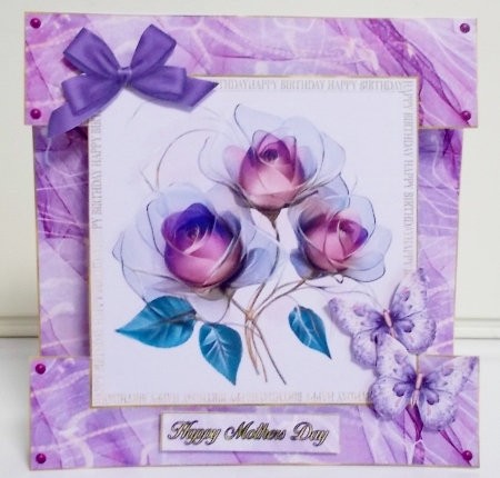 Purple & Gold Roses Cut-out Front Card Mini Kit by Pam Stubley