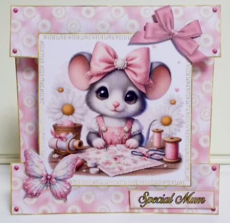 Sewing Mouse Cut-out Front Card Mini Kit 2  by Pam Stubley
