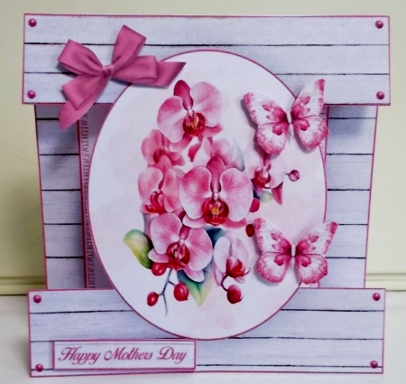 Pink Orchids Cut-out Front Card Mini Kit 2 by Pam Stubley