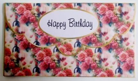 flowers and wine money wallet by Pam Stubley