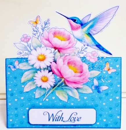 Hummingbird Floral Envelope Card | I Love You | Romantic 3D Printable Card | Spring Flowers Butterflies by Pam Stubley