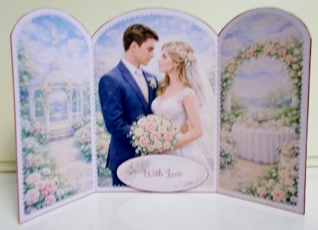 Bride and Groom Wedding Card Kit | Romantic Floral Wedding Scene | Elegant Fold Wedding Card | Printable Card Making Kit by Pam Stubley