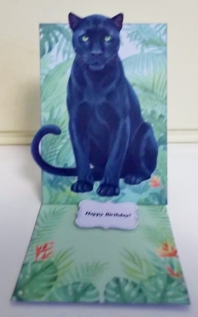 Tropical Panther Box Card with Jungle Leaves by Pam Stubley