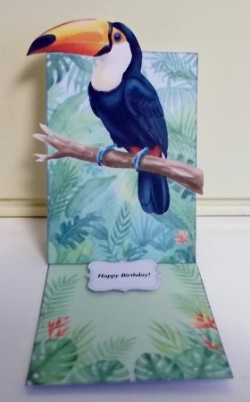 Tropical Toucan Box Card with Jungle Leaves by Pam Stubley