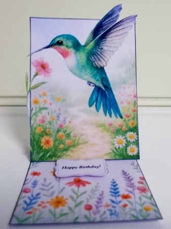 Elegant Hummingbird Garden Fold Card – Nature Printable by Pam Stubley