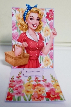 Vintage Picnic Lady Card – Printable Floral Craft Kit by Pam Stubley