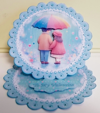 Love in the Rain Scalloped Round Easel Kit and Bonus Large Card by Pam Stubley