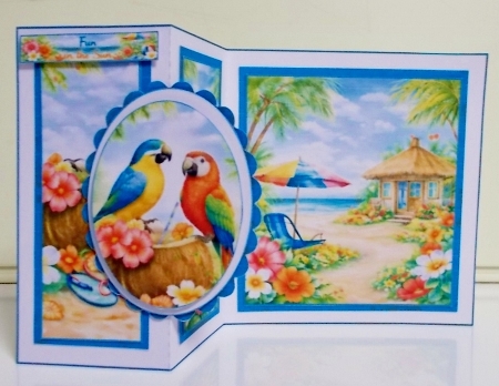 Tropical Beach Topper with Coconut Drink and Flip-Flops by Pam Stubley