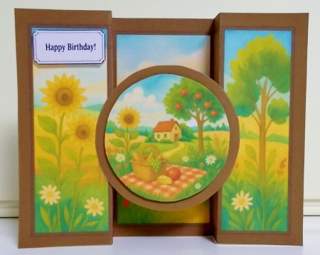 Sunny Countryside Picnic Birthday Card – Tri-Fold Design by Pam Stubley