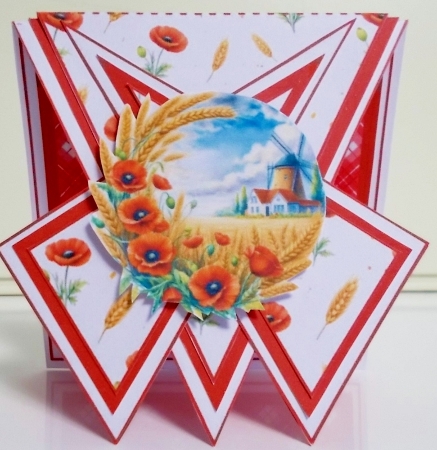 Rustic Countryside Starburst Card Kit with Windmill and Red Poppies by Pam Stubley
