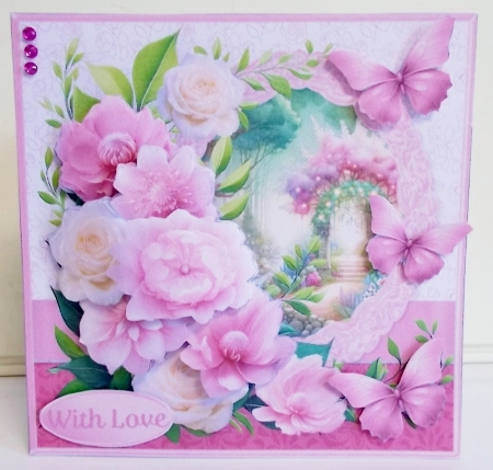 Pink Flowers - Decoupage Card Mini Kit by Pam Stubley