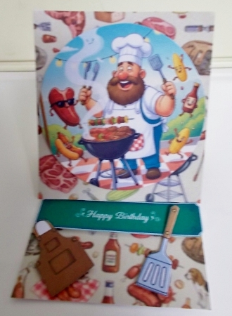 Fun BBQ Chef Birthday Card – Humorous Grilling Theme with Cute Food Characters by Pam Stubley