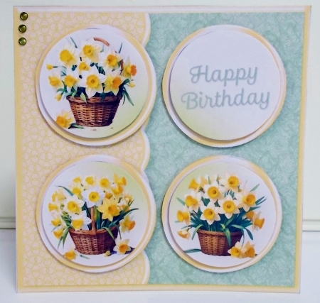 Baskets of Daffodils - Round Layers Card Mini Kit by Pam Stubley