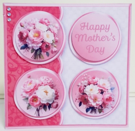 Pink and White Posies - Round Layers Card Mini Kit by Pam Stubley