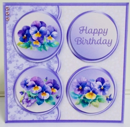 Purple Pansies - Round Layers Card Mini Kit by Pam Stubley