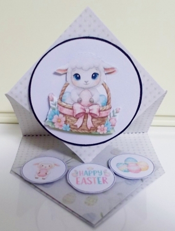 Adorable Easter Lamb Basket Card Front  by Pam Stubley