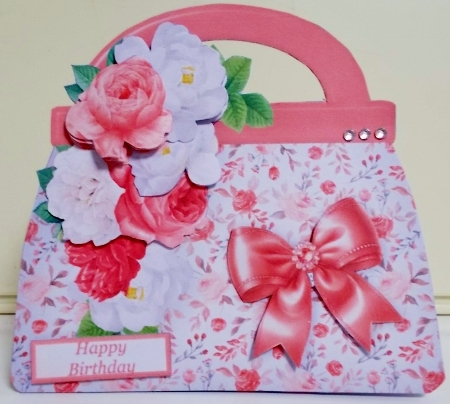 Coral and White Flowers - Handbag Card Mini Kit by Pam Stubley