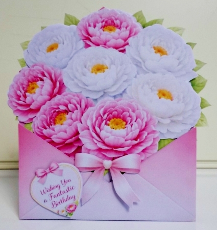  Floral Card Topper – Pink Peony Bouquet in Envelope Printable by Pam Stubley