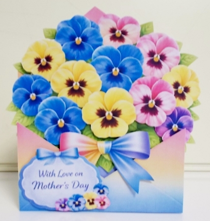 Colorful Pansy Bouquet in Gradient Envelope Printable by Pam Stubley