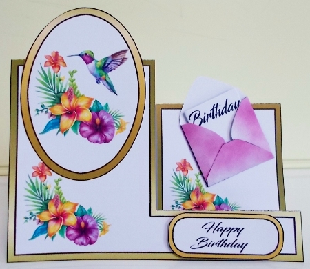 Side stepper Tropical flowers & humming bird by Pam Stubley
